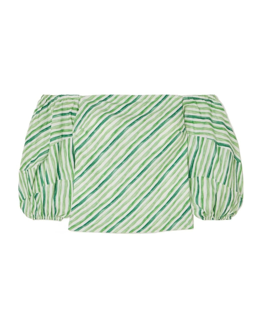 Rosie Assoulin Green Lyocell And Linen-Blend Blouse