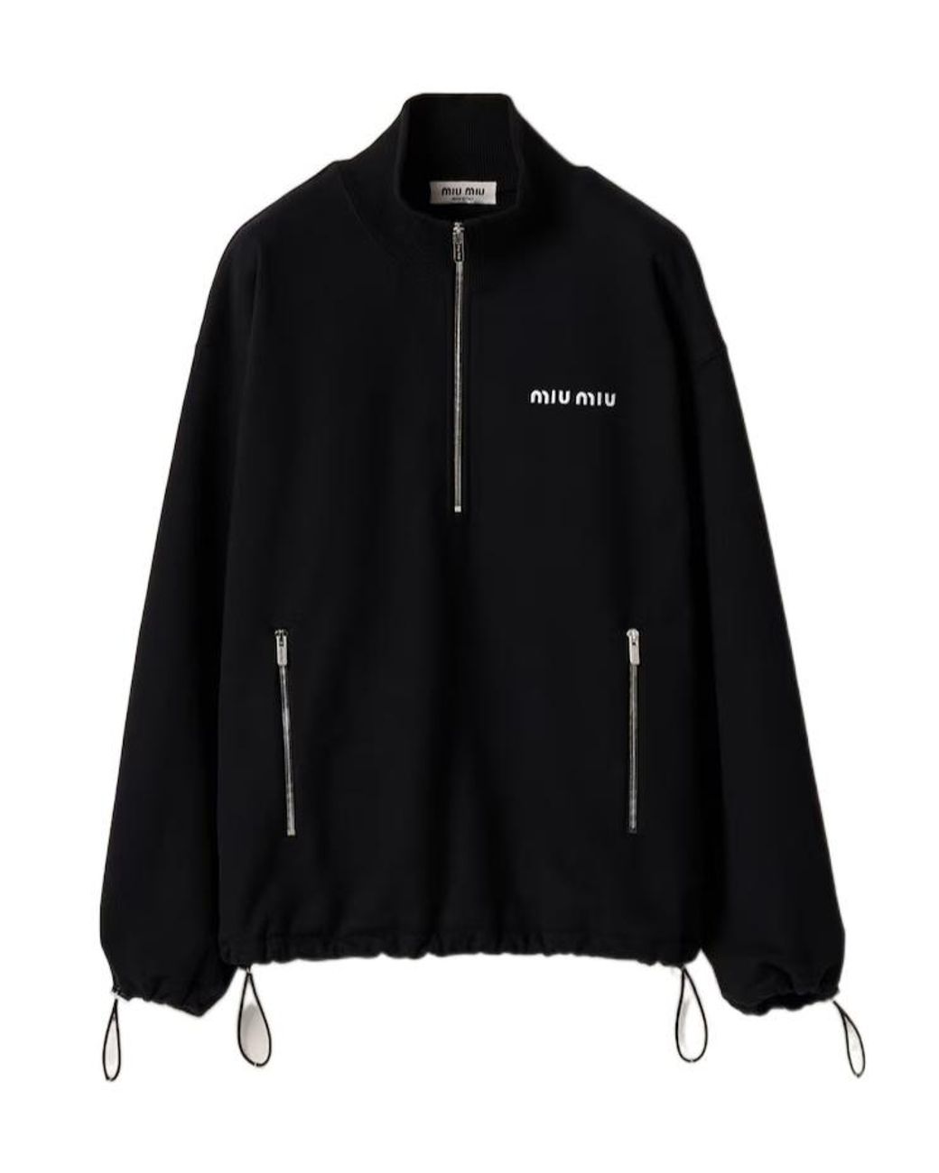 Miu Miu Black Cotton Fleece Zipper Sweatshirt