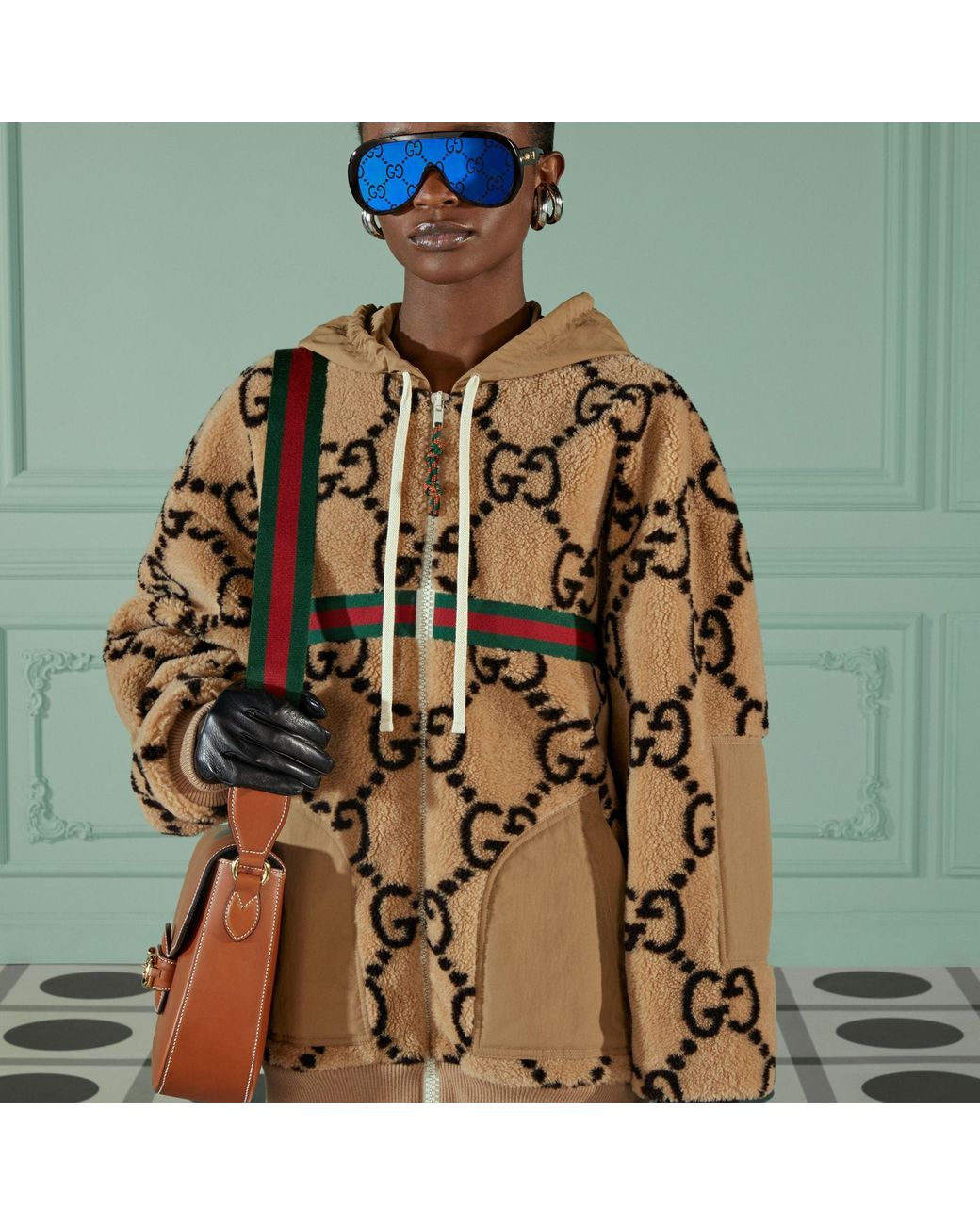 Gucci Natural Neutral Maxi Gg Wool Jersey Hoodie