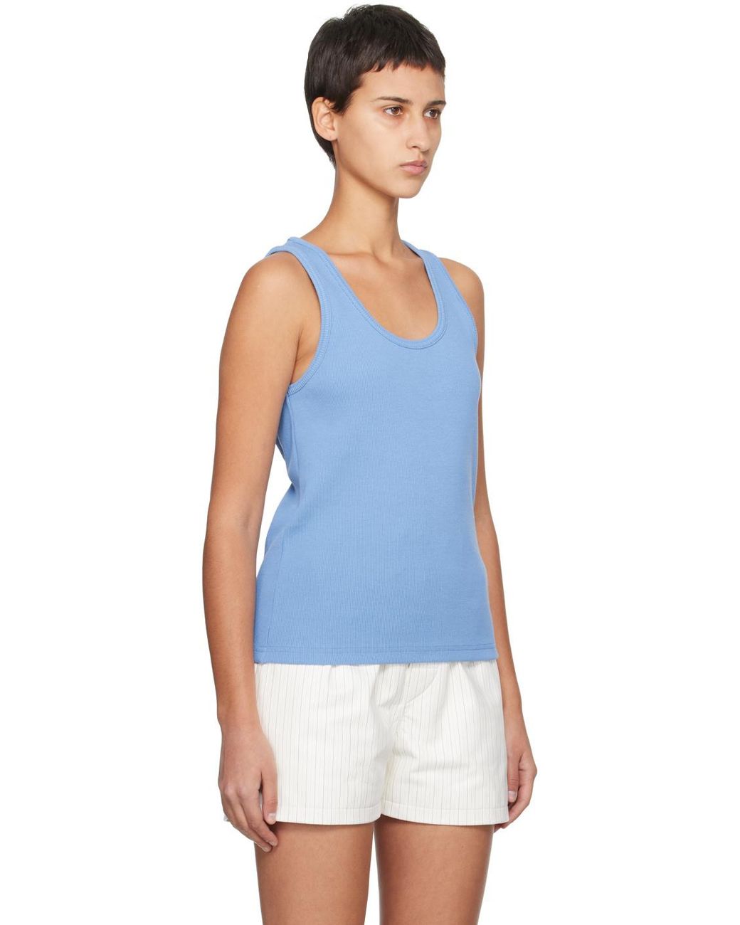 Bottega Veneta Blue Round Collar Sleeveless Vest