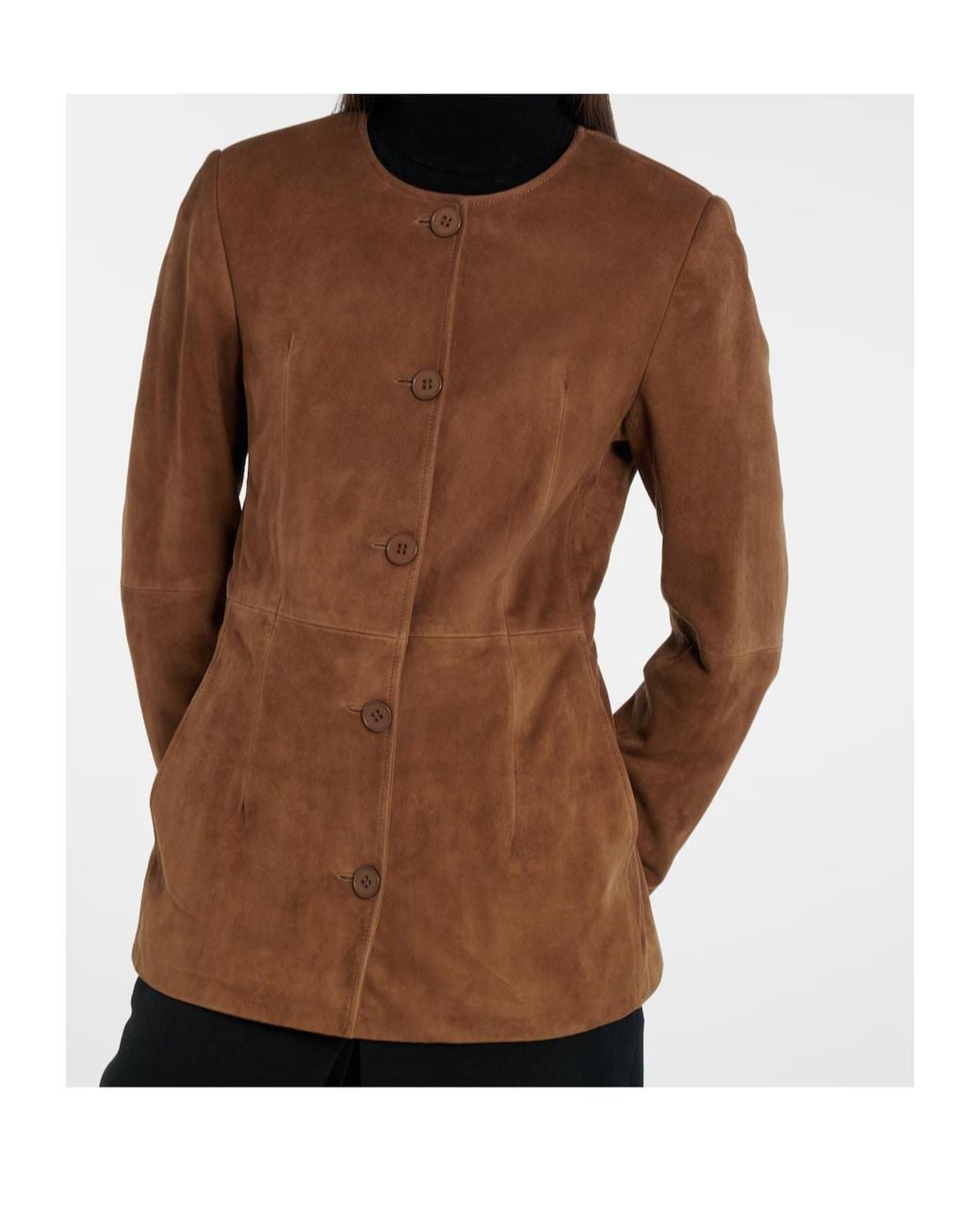 Nour Hammour Brown Long-Sleeved Leather Jacket