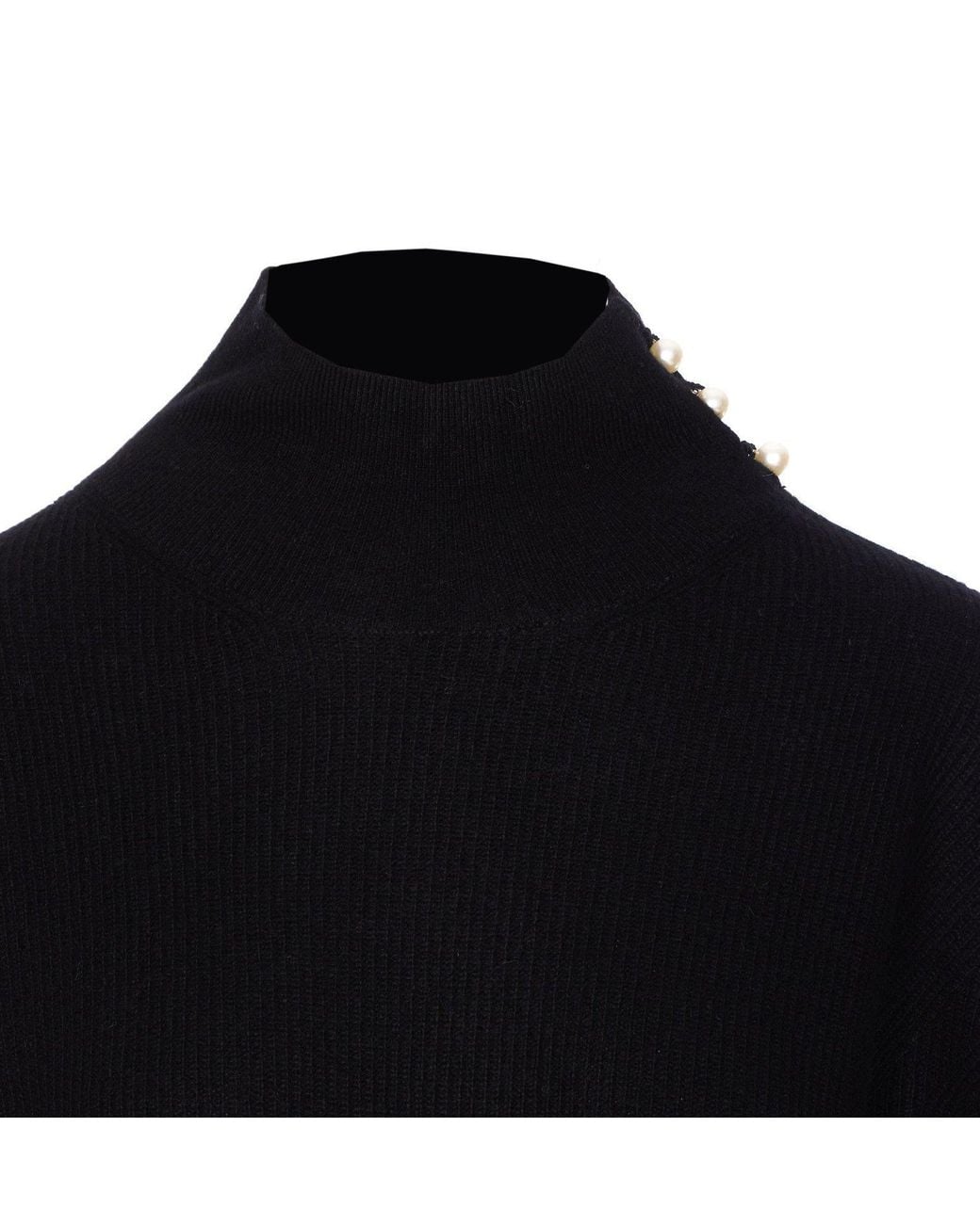 Liu Jo Black Pearl-Embellished Sweater