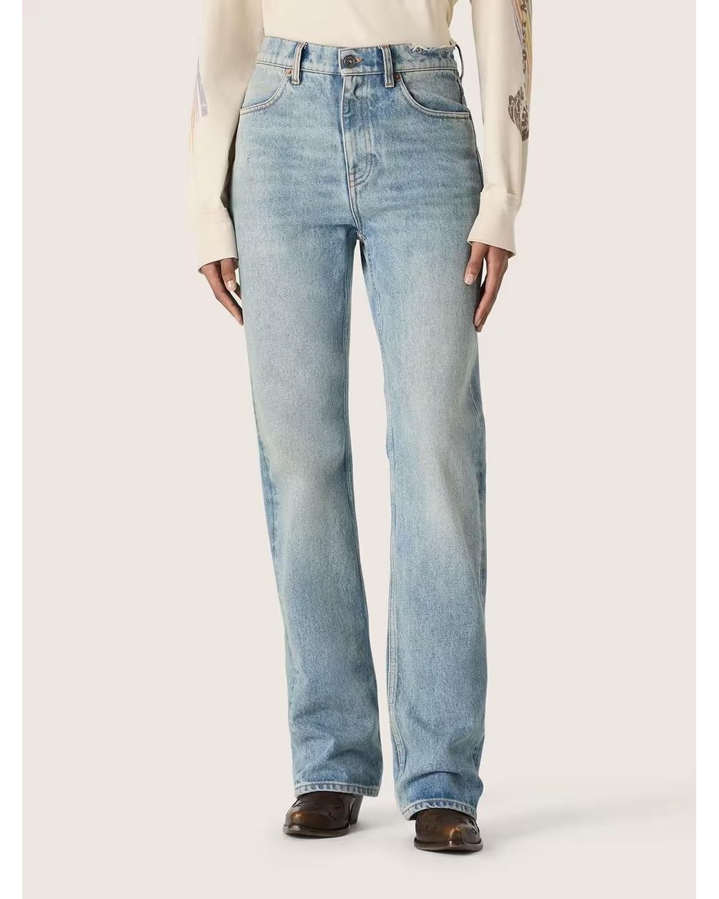 Golden Goose Deluxe Brand Blue Straight-Leg Distressed Jeans