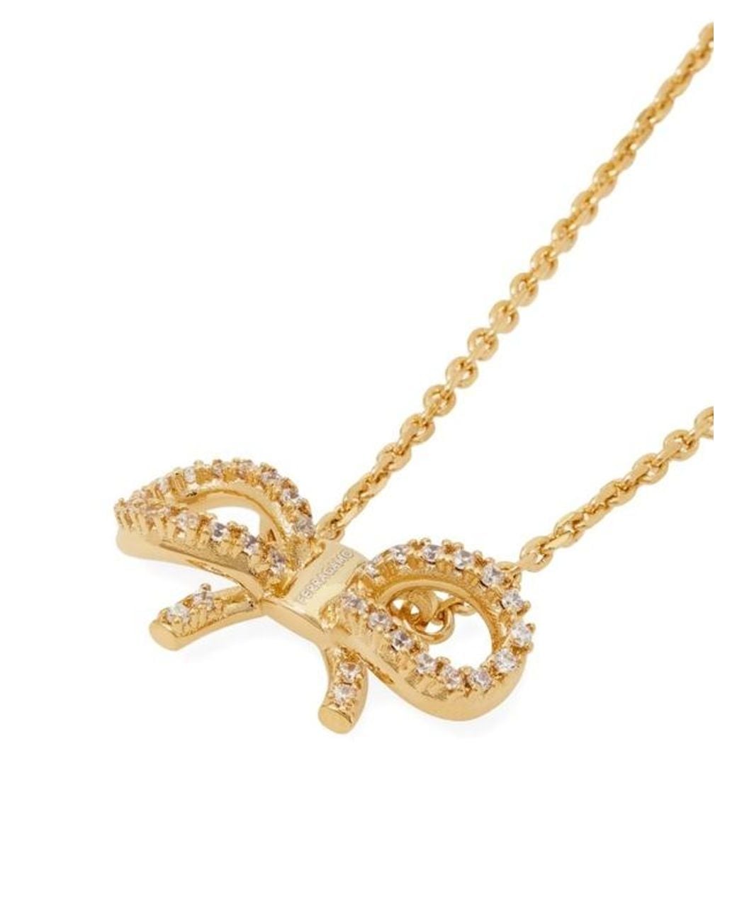 Ferragamo White Vara Bow Pendant Necklace