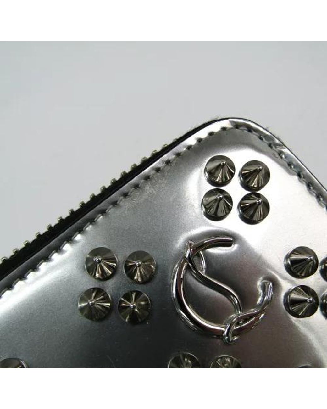 Christian Louboutin White Studded Zip Wallet for men