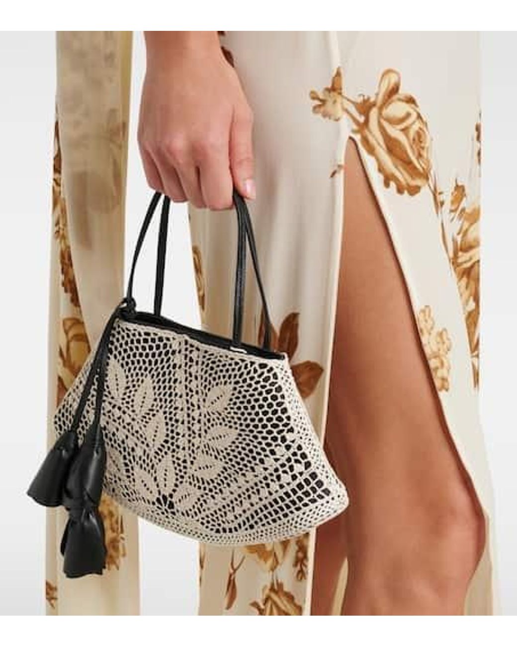 Magda Butrym Black Maya Small Crochet Leather-Trimmed Shoulder Bag