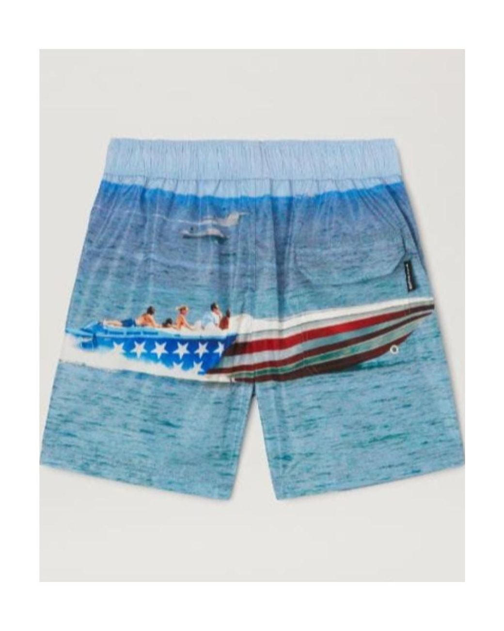 Palm Angels Blue Getty Speedyboat Drawstring Swim Shorts for men
