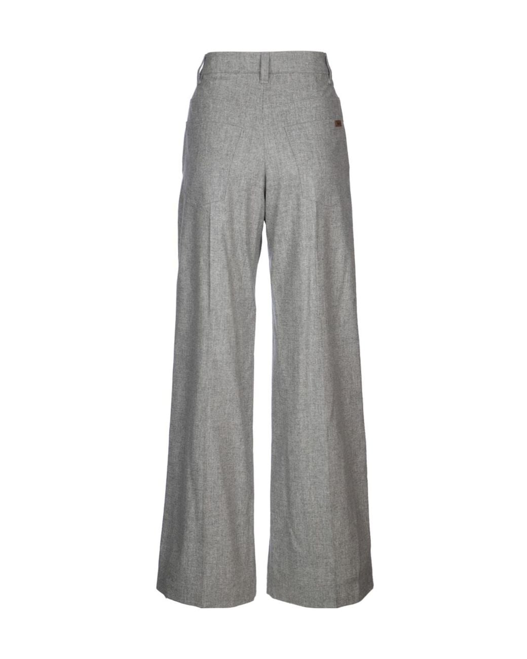 Brunello Cucinelli Gray High-Waist Wide-Leg Tailored Trousers