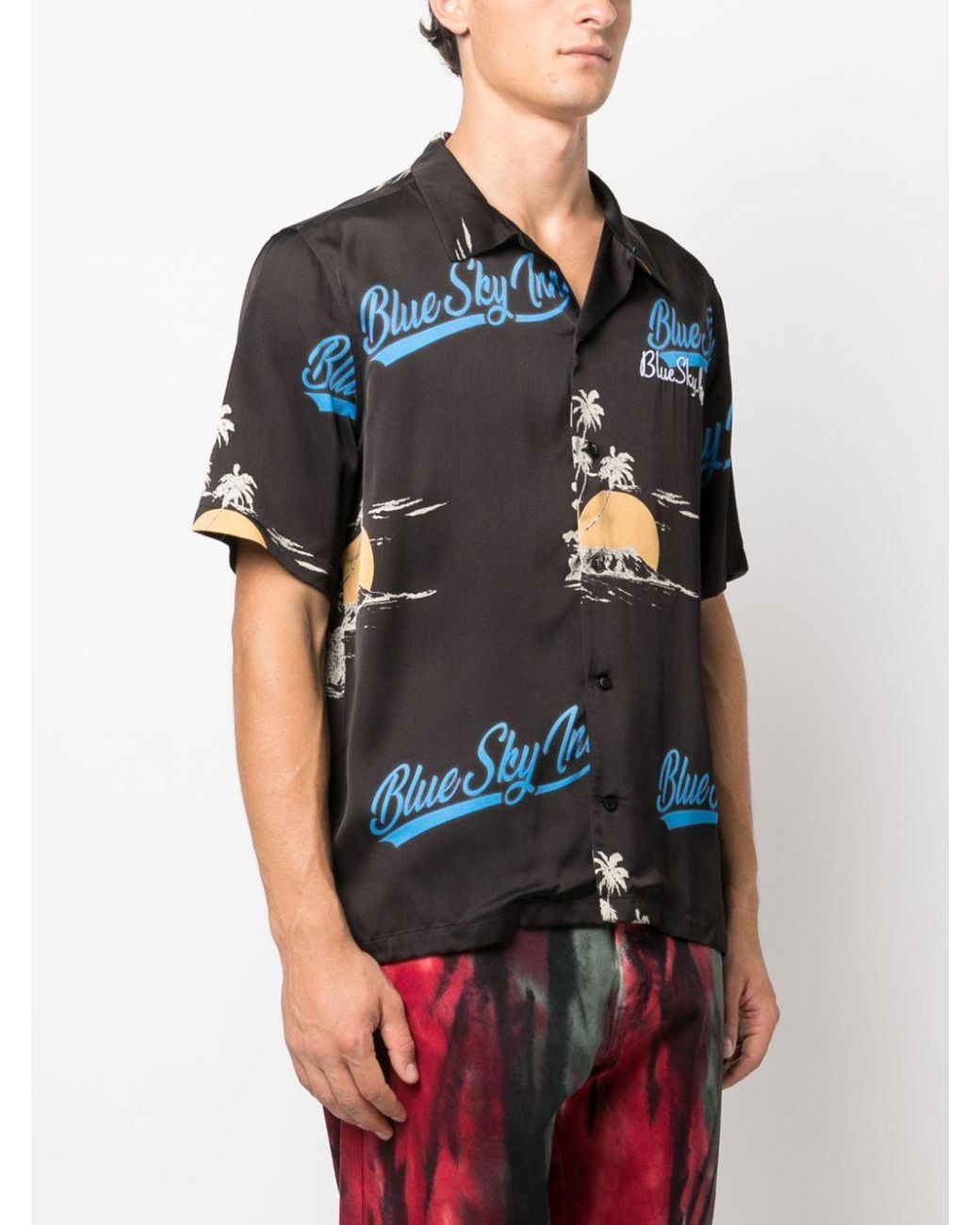 BLUE SKY INN Black Logo-Print Short-Sleeve Shirt for men