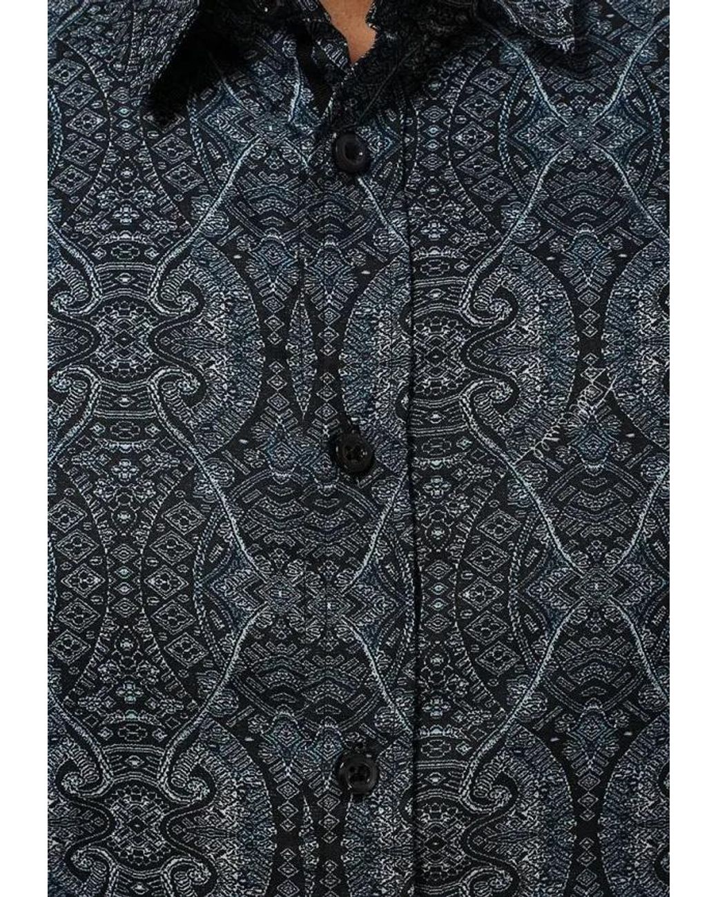 Just Cavalli Blue Printed Shirt for men