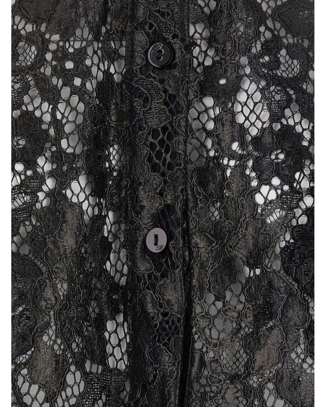 Blumarine Black Laced Buttoned Shirt
