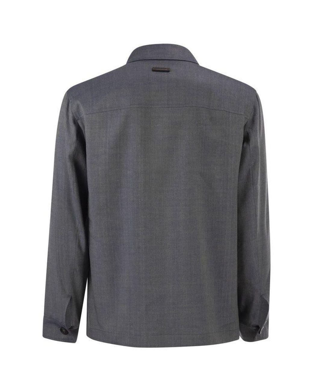 Peserico Gray Button-Front Long-Sleeve Casual Jacket for men