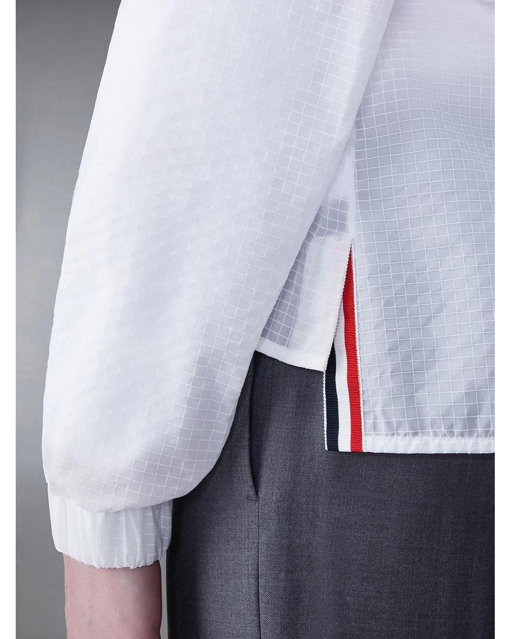 Thom Browne White 4-Bar Stripe Detailed Hooded Jacket