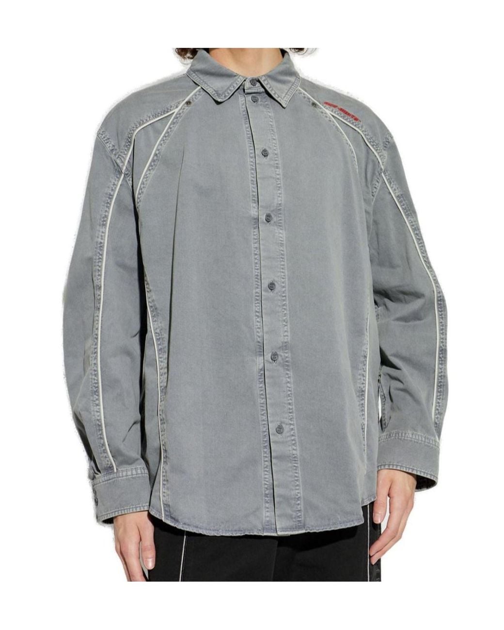 Off-White c/o Virgil Abloh Gray Logo Embroidered Button-Up Shirt for men