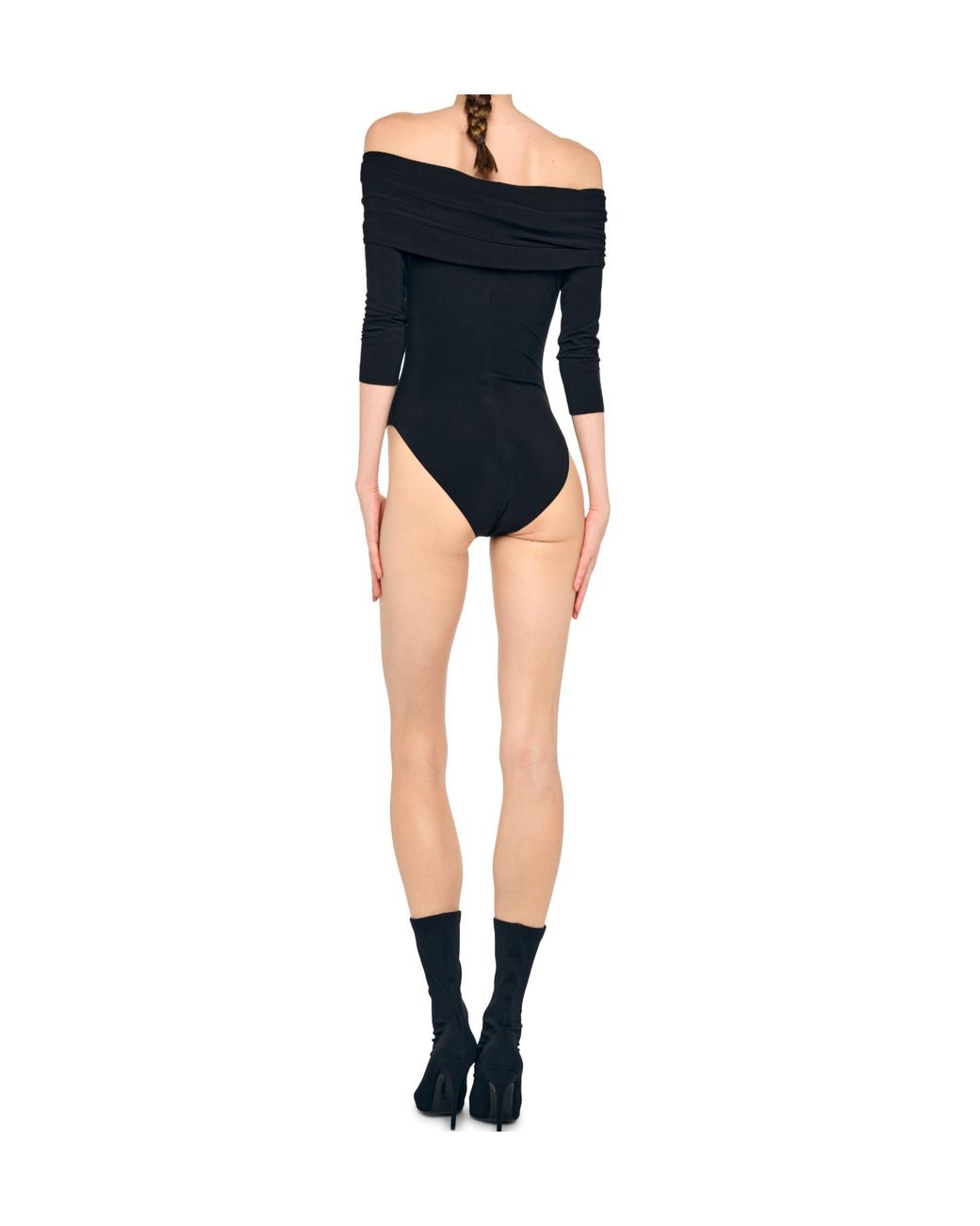 Norma Kamali Blue 3/4 Sleeve Cowl Bodysuit
