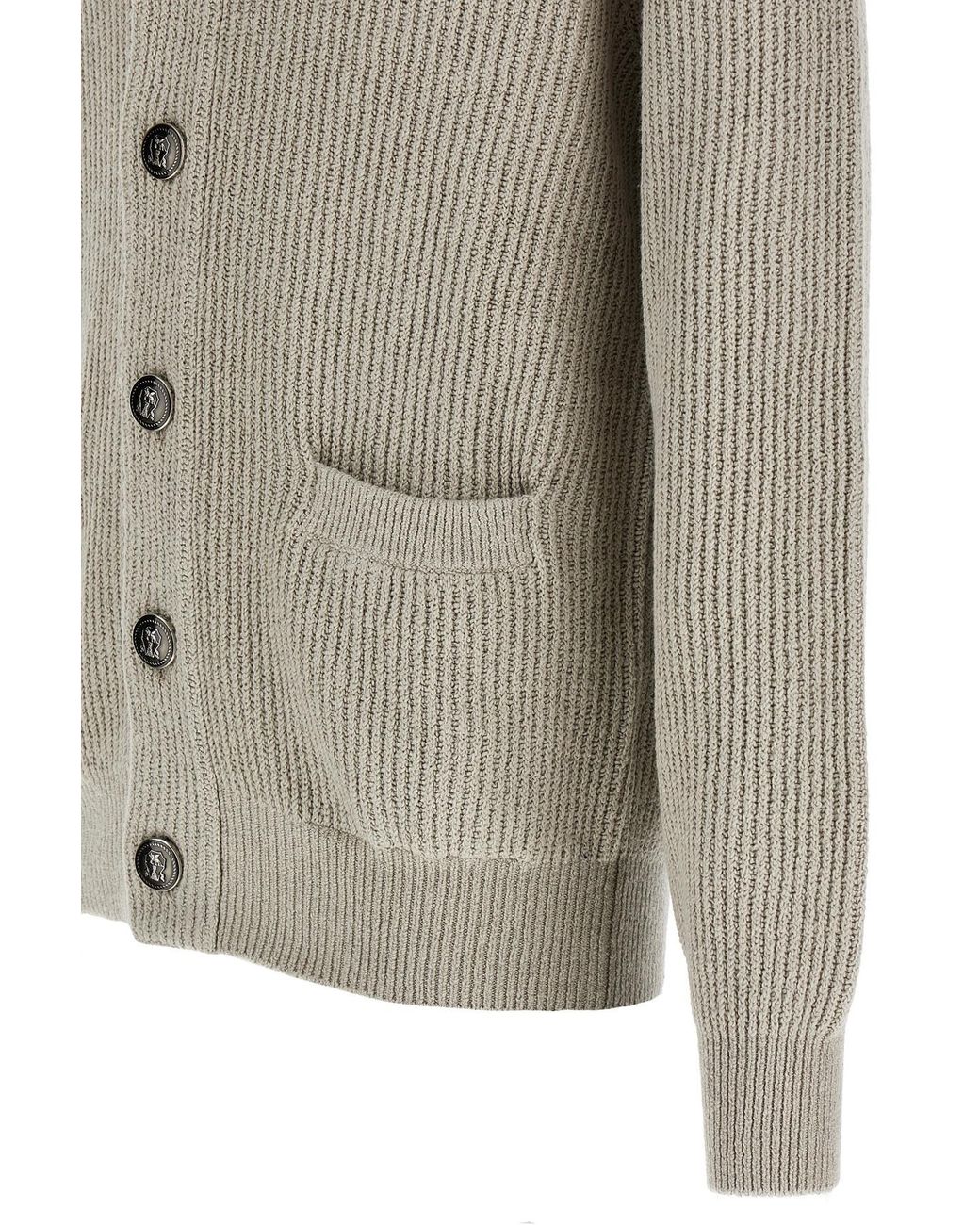 Brunello Cucinelli Gray Buttoned Straight-Hem Cardigan for men