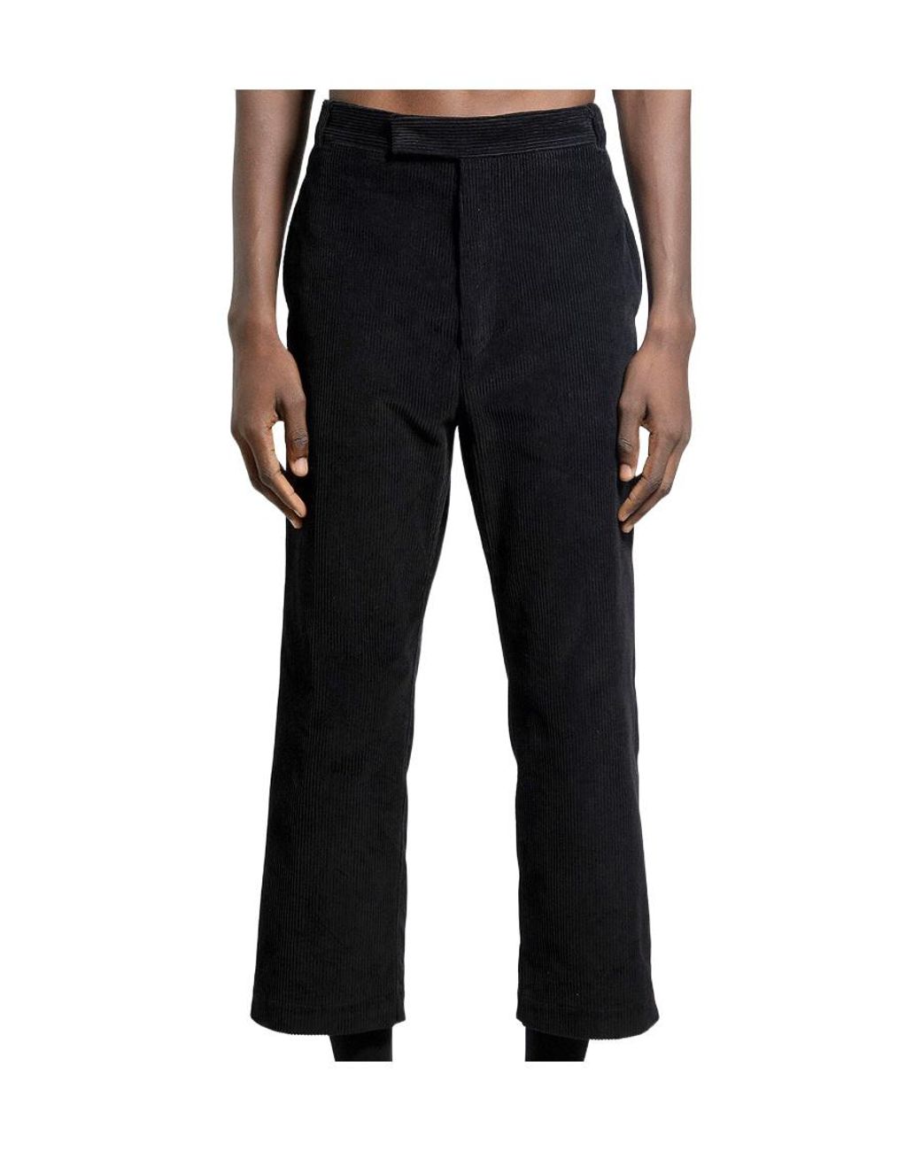 Thom Browne Black Corduroy Straight-Leg Trousers for men