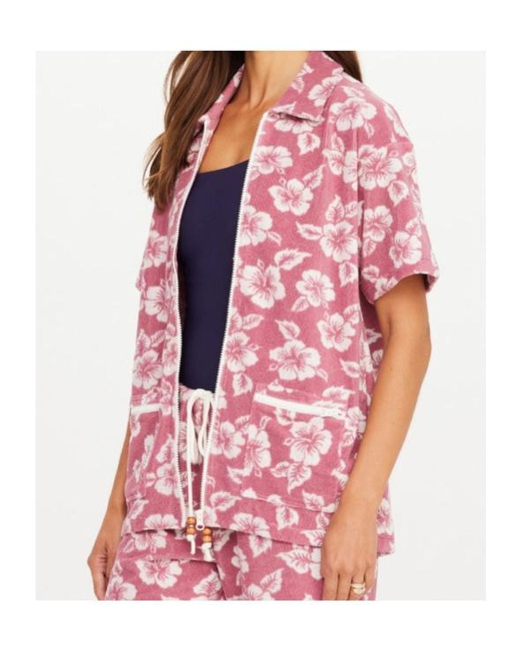 The Upside Pink Lahaina Zip Shirt