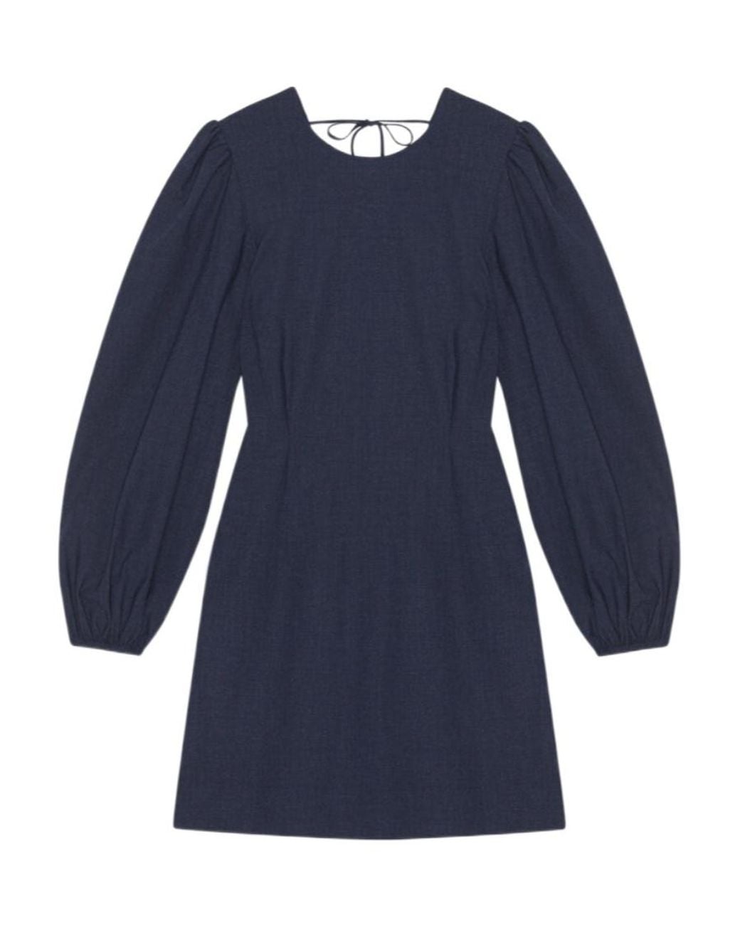 Ganni Blue Drapey Melange Open Back Mini Dress