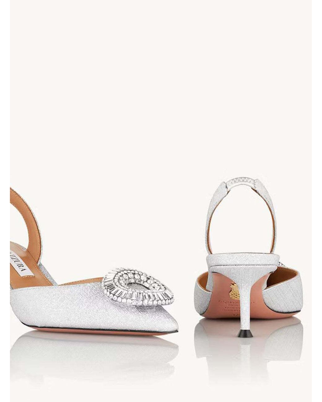 Aquazzura White 105Mm Crystal Hoop Sling Pumps