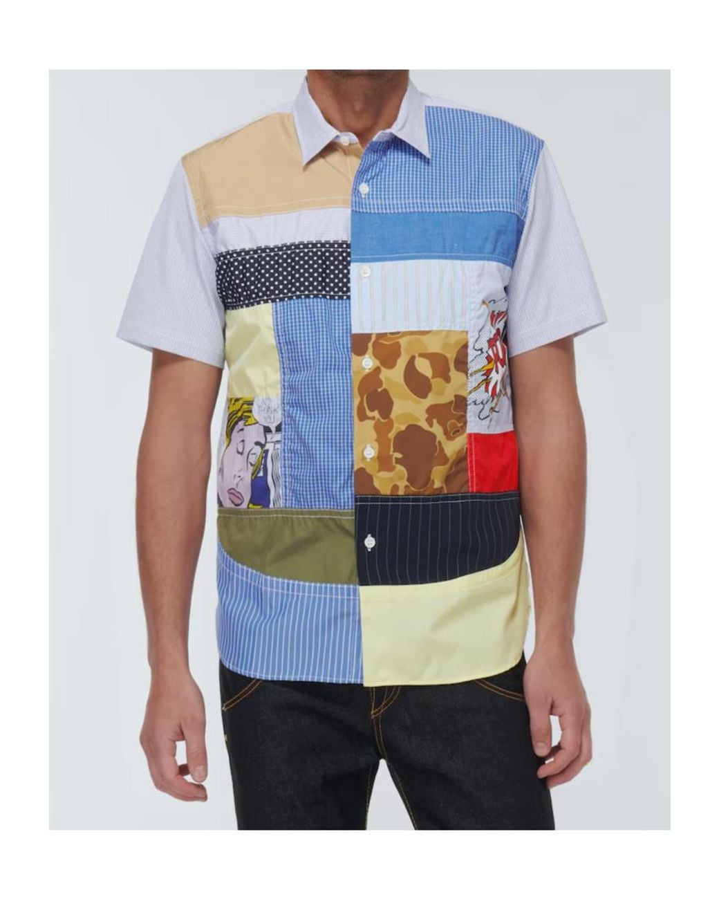 Junya Watanabe Blue X Roy Lichtenstein Printed Shirt for men