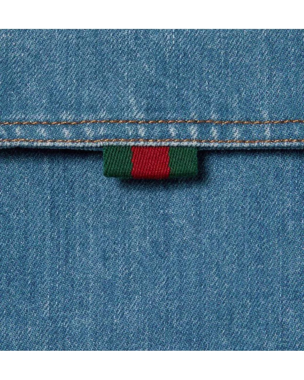 Gucci Blue Collared Long-Sleeve Denim Shirt for men
