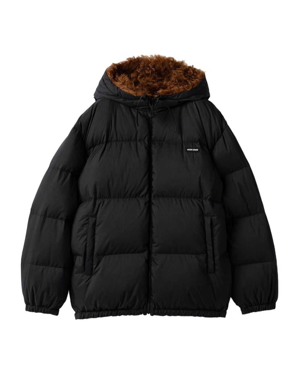 Miu Miu Black Technical Pongé And Mohair Down Jacket