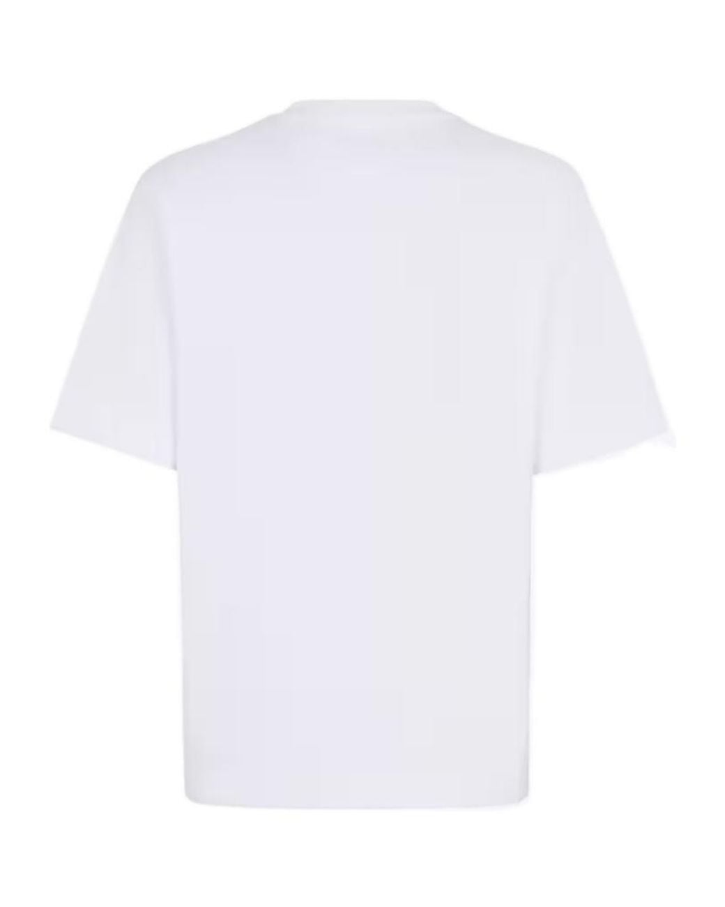 Fendi White Ff Plaque Crewneck T-Shirt for men