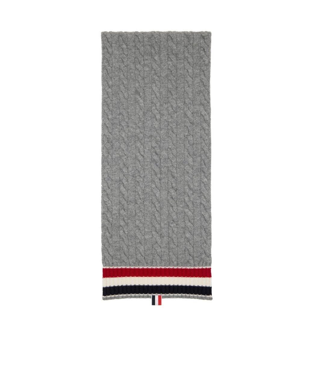 Thom Browne Gray Cable Knit Wool Scarf