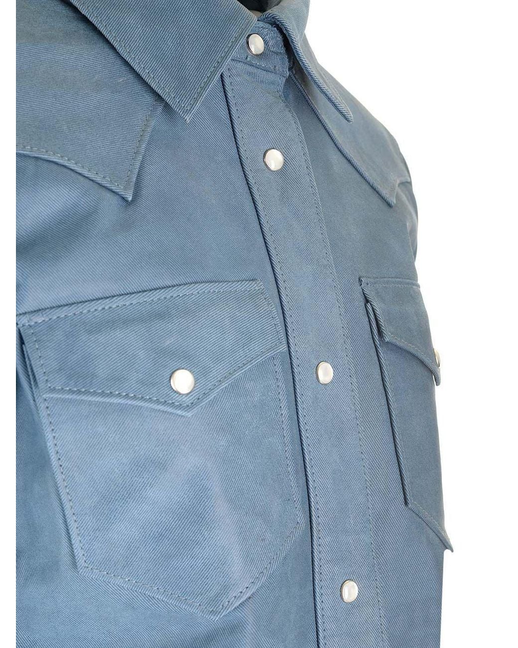Stand Studio Blue Western Style Leather Shirt