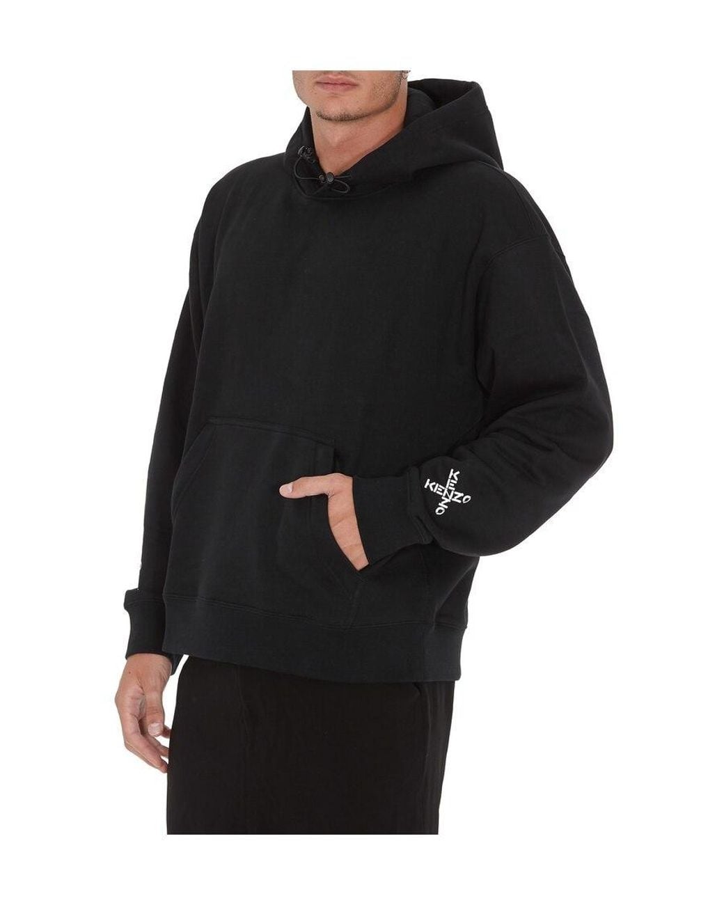 KENZO Black Logo-Print Hoodie for men