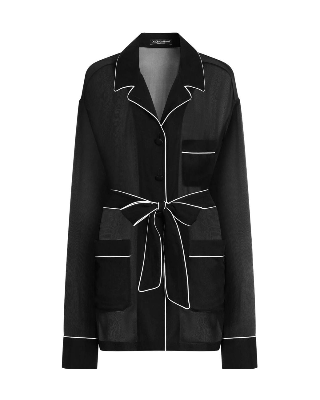 Dolce & Gabbana Black Vanity Belted Sheer Shirt