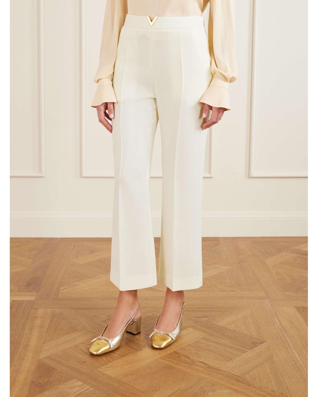 Valentino White Pleated Casual Pants