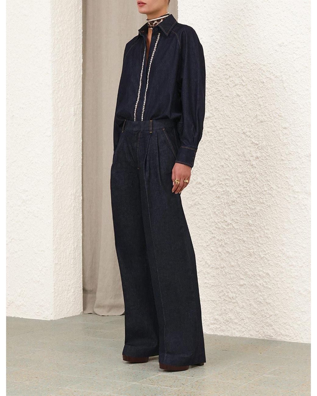 Zimmermann Blue Long-Sleeve Denim Shirt