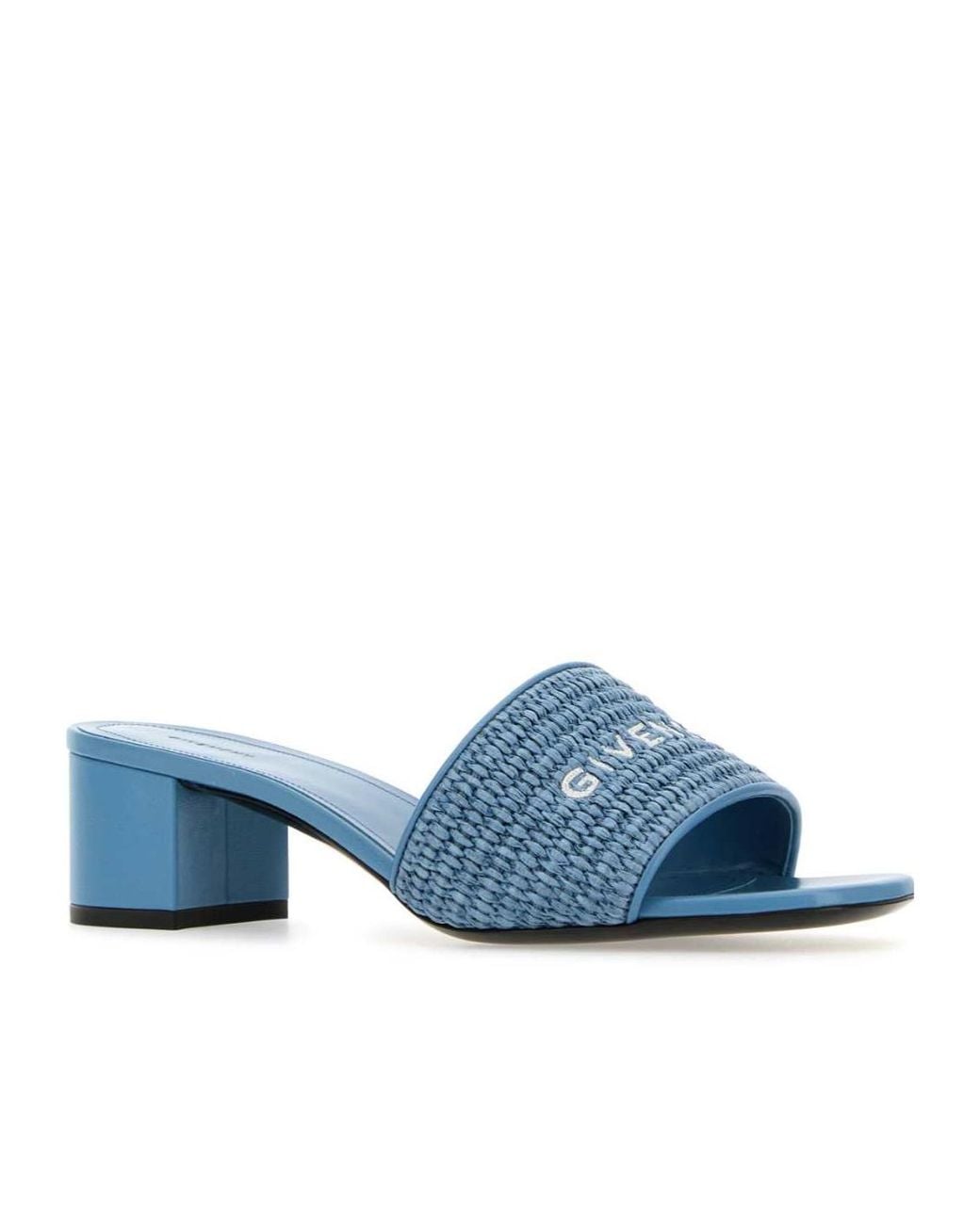 Givenchy Blue Logo Embroidered Heeled Sandals