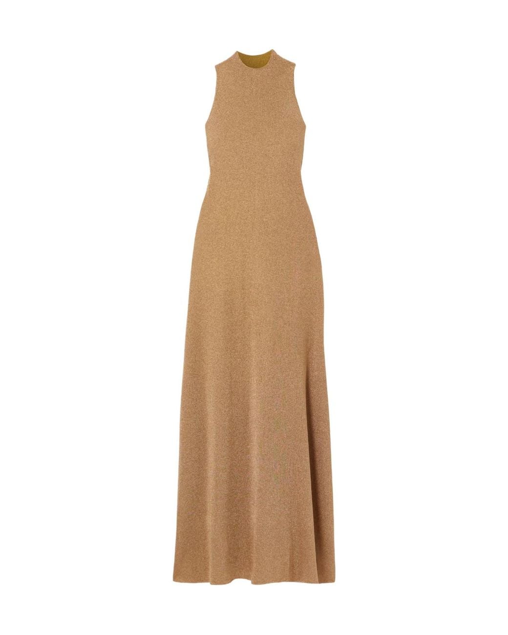 Altuzarra Natural Mitzi Metallic Knitted Turtleneck Midi Dress