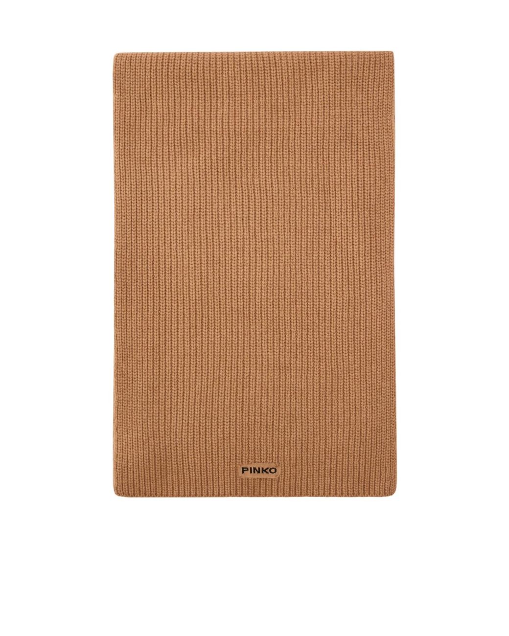 Pinko Brown Logo Patch Knitted Scarf