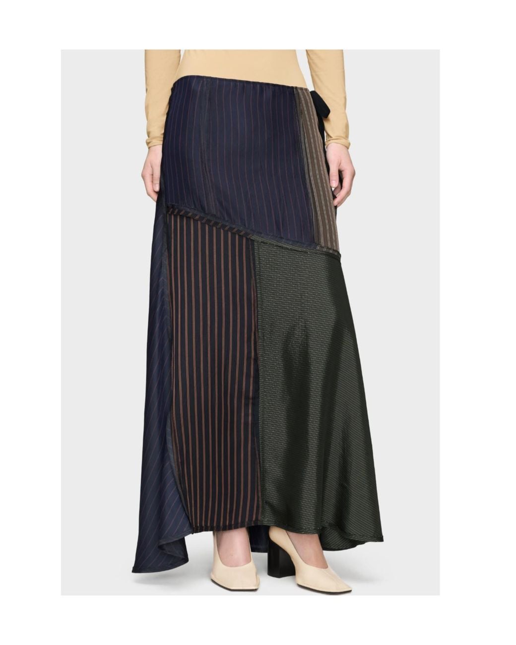 Maison Margiela Blue Patchwork Long Skirt