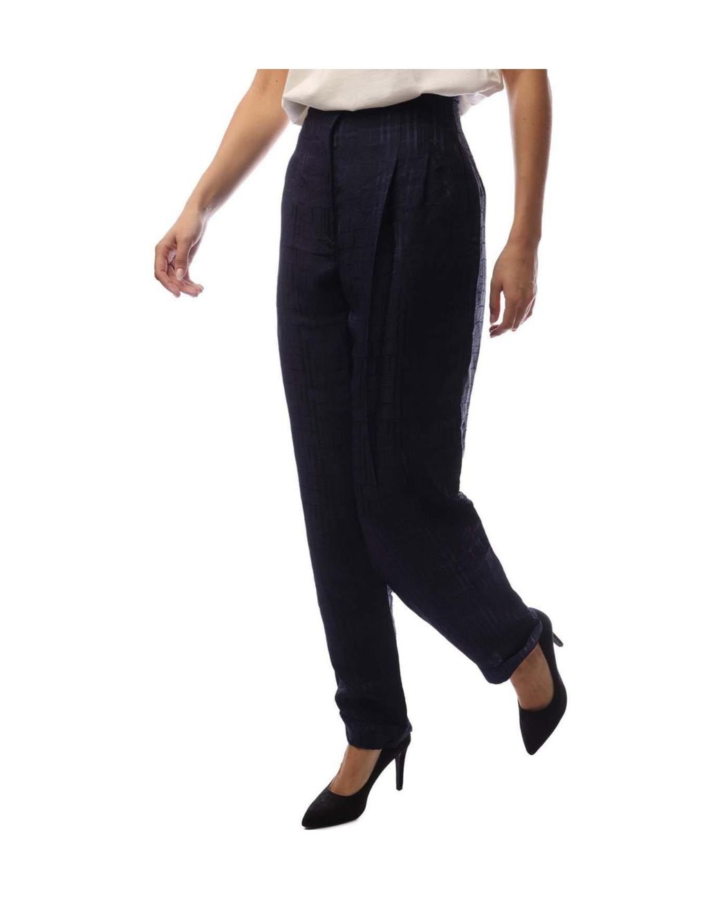 Emporio Armani Blue Check Wideleg Trousers