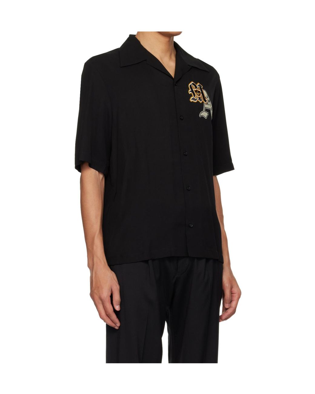 Amiri Black Varsity Patch Camp Logo Shirt for men