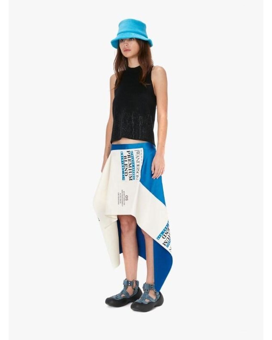 J.W. Anderson Blue Graphic-Print Asymmetric Skirt