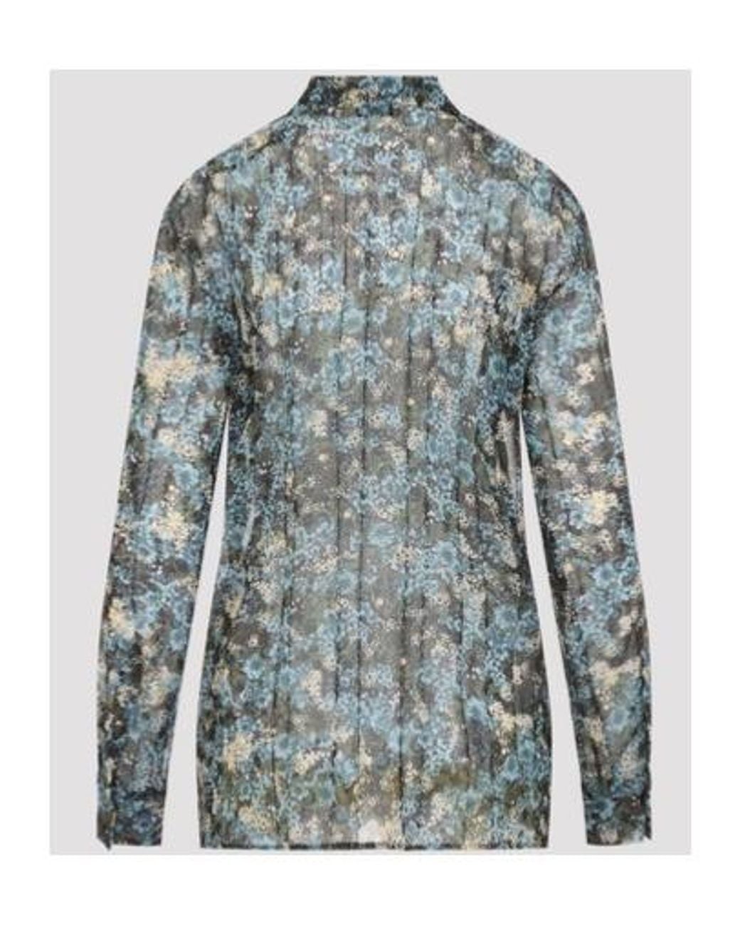 Dries Van Noten Green Pleated Shirt