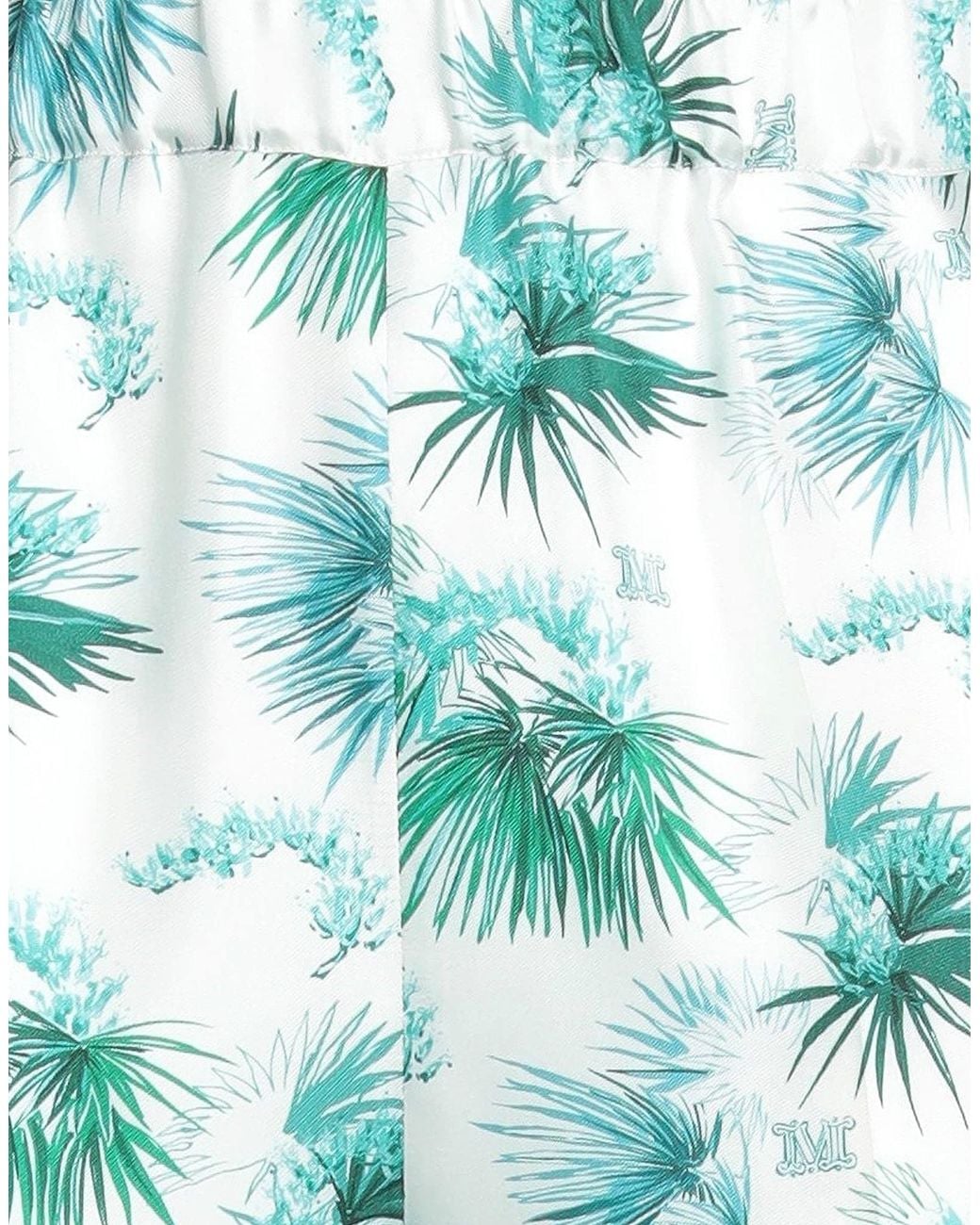 Max Mara Green Floral Print Satin Trousers