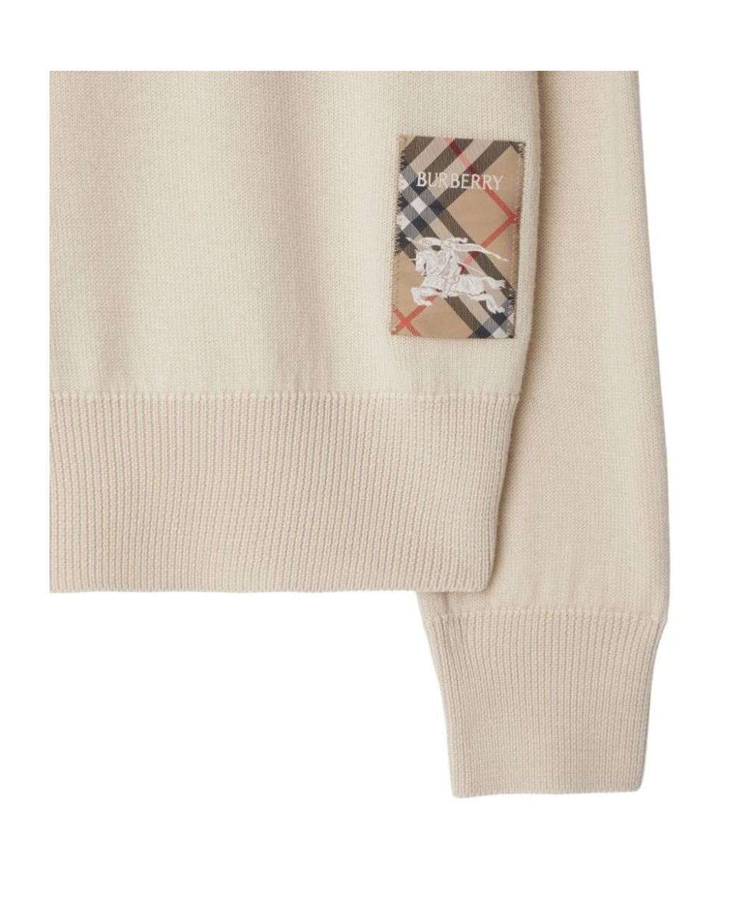 Burberry Natural Checked Knitted Crewneck Jumper