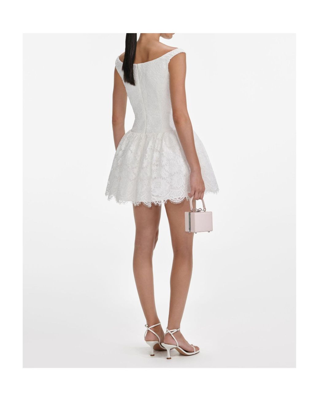 Self-Portrait White Floral Lace Mini Dress