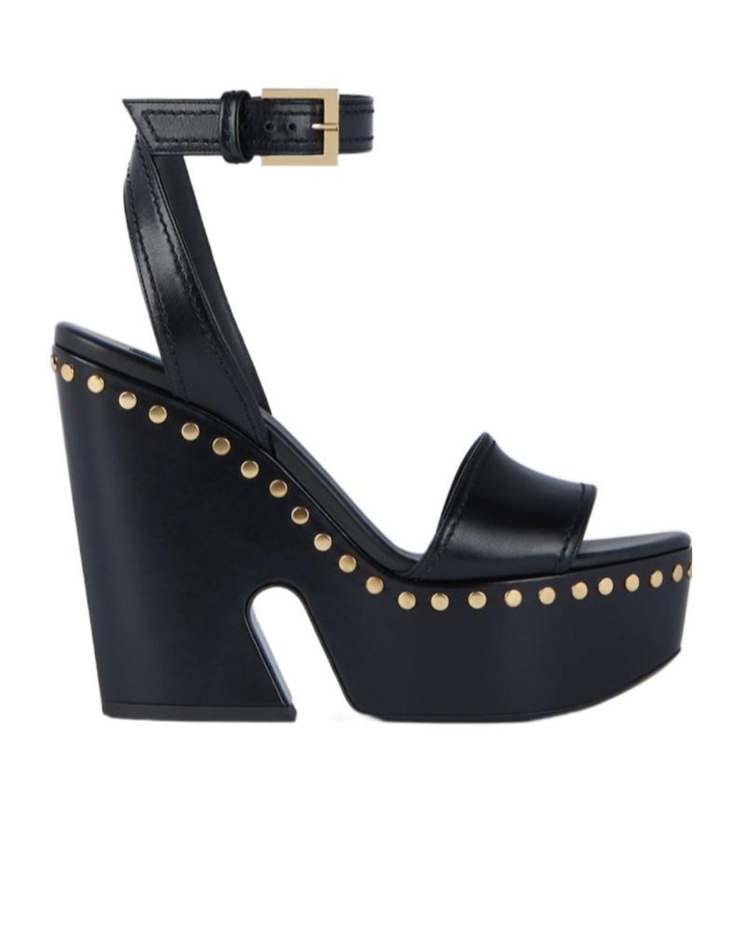 Givenchy Blue Clog Leather Platform Sandals With Studs Detail