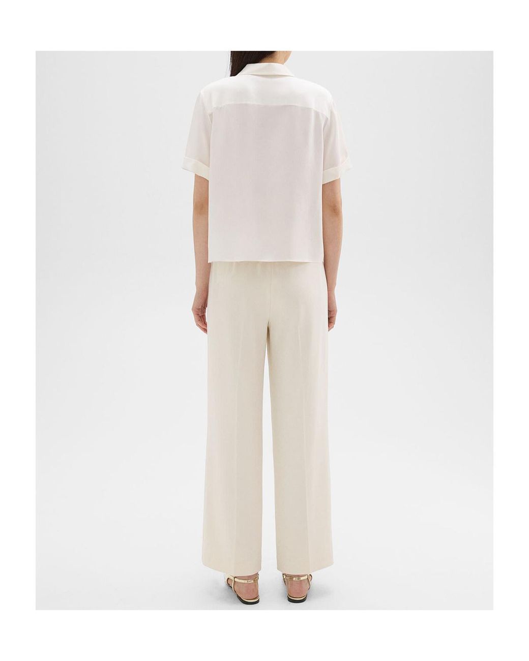 Theory White Mid-Rise Tailored Trousers