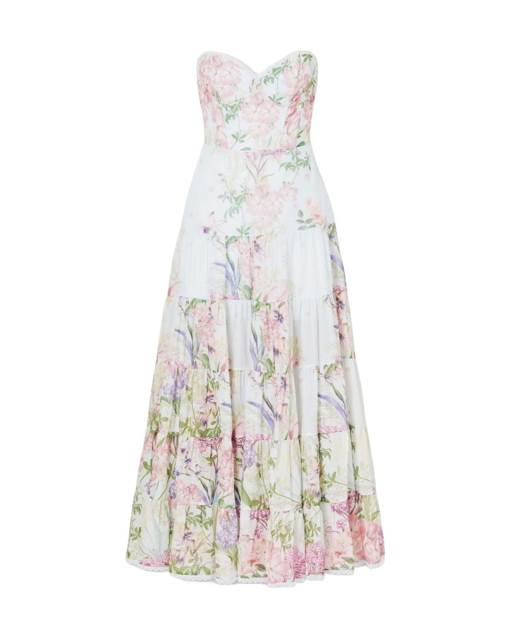 Charo Ruiz White Danny Belted Floral-Print Cotton-Blend Voile Midi Dress