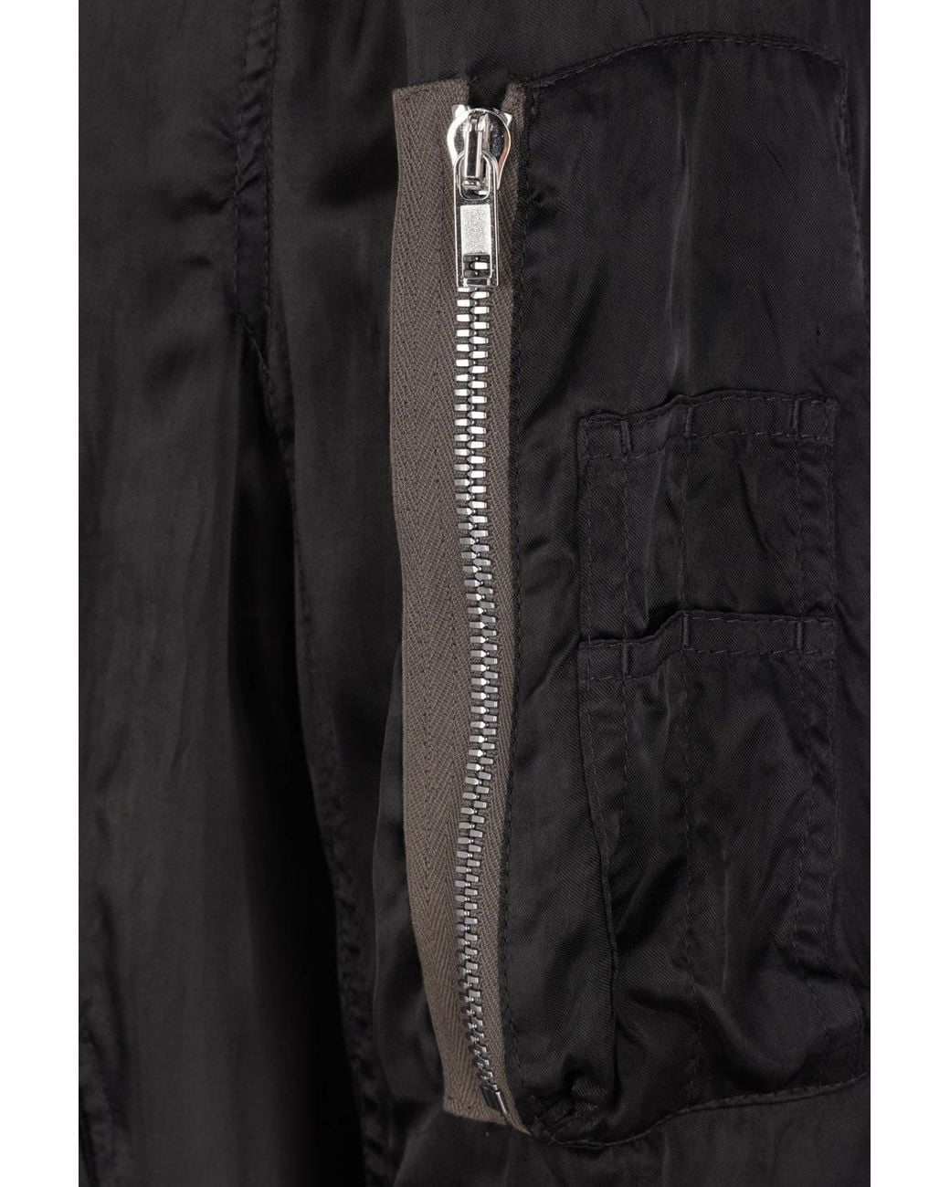 Rick Owens Black Crinkled Bomber Jacket for men