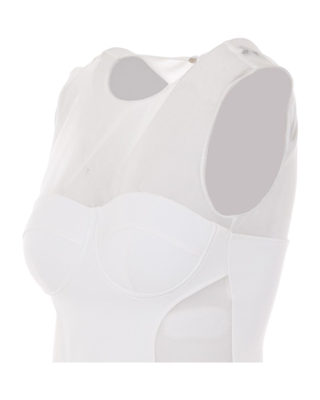 Patrizia Pepe White Sheer Panel Bustier Dress